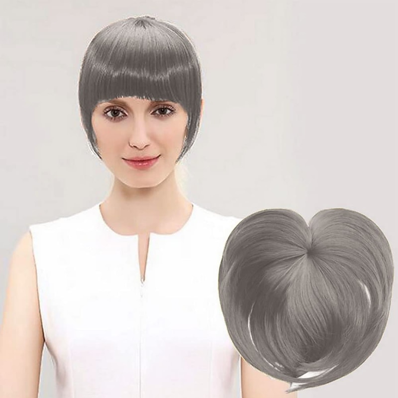 Hair Toppers Clip in Bangs Hair Extensions Synthetic Extension Bangs Wig Clip in Toupee Short Top Hairpieces for Women3