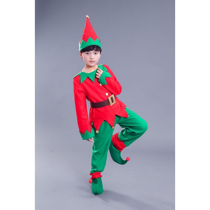Santa Claus Elf Outfits Fancy Christmas Dress Men's Women's Boys' Girls' Christmas Cosplay Costume Kid's Adults' Christmas Christmas Eve Christmas Party Top Dress Pants Hat2