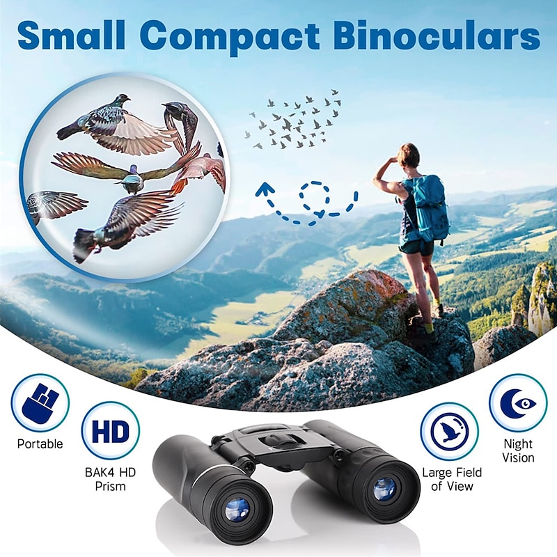 200x25 High Power Compact Binoculars with Clear Low Light Vision Large Eyepiece Waterproof Binocular for Adults Kids High Power Easy Focus Binoculars for Bird Watching Outdoor Hunting Travel2
