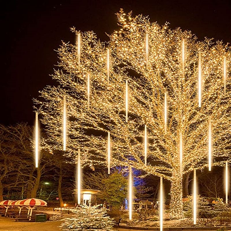 Meteor Shower Rain Lights 8 Tubes 30cm 50cm 384LED 192LED (11.8“/19.7“) String Lights Outdoor Waterproof for Christmas Wedding Party Decoration 1pack 3packs4