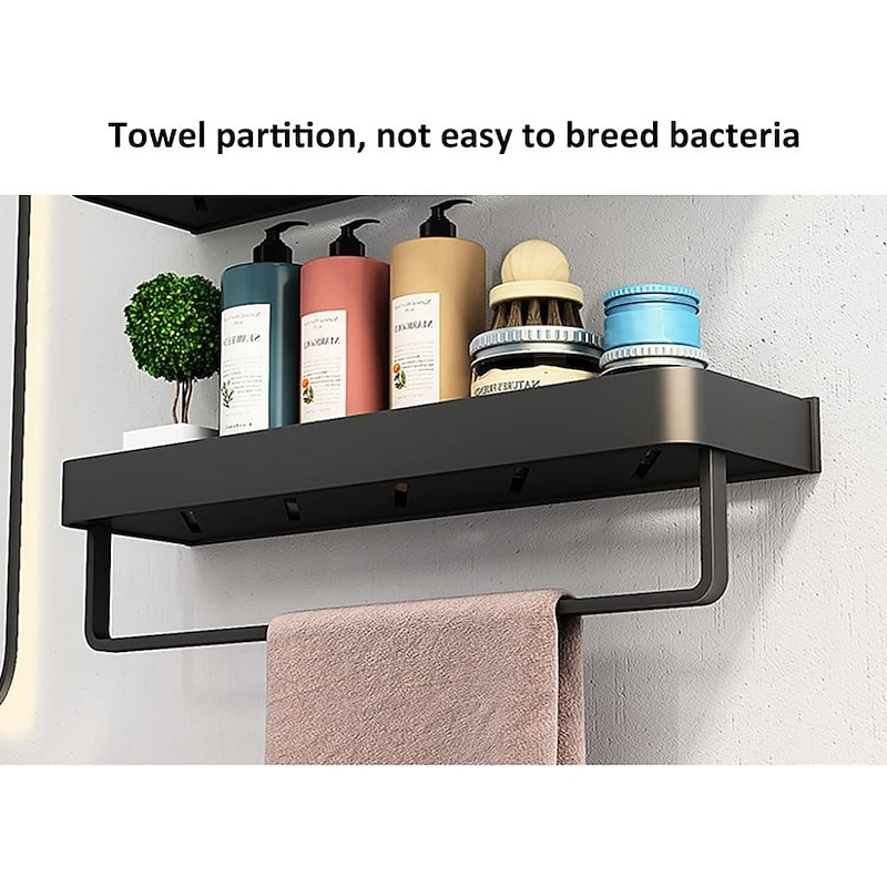 Shower Caddy Bathroom Shelves Wall Mounted Black Storage Organizer Rack Bathroom Kitchen Bathroom Hardware Pendant Bathroom Shelf Space Aluminum Shower Rack Corner Shelf Square Bath Shower Shelf3