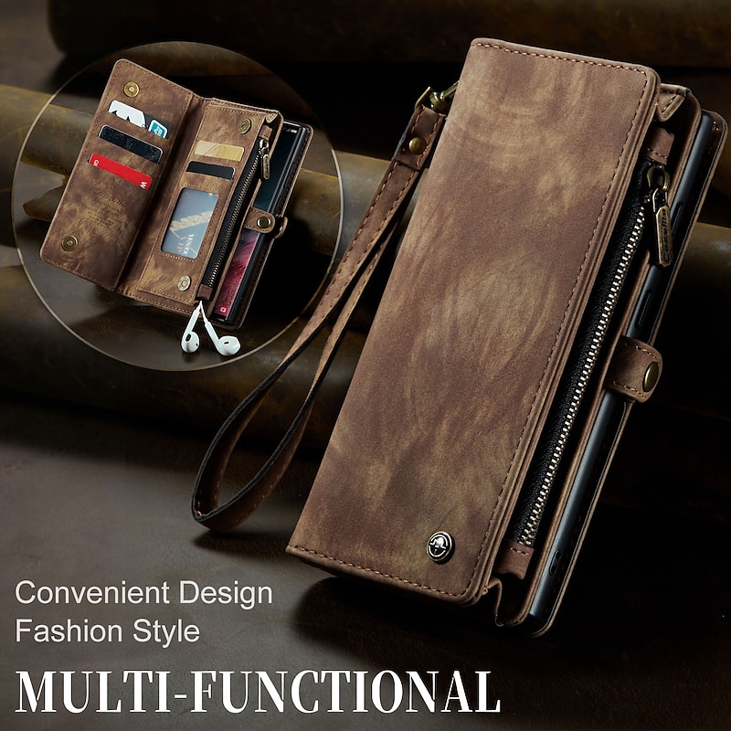 Phone Case For Samsung Galaxy S25 S25 Edge S24 S23 S23 FE S22 S21 Ultra Plus A56 A36 A16 Wallet Case Zipper Kickstand Shockproof PU Leather2