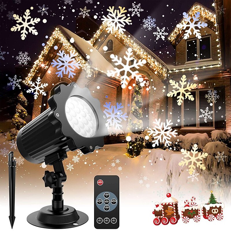 Snowflake Projector Lamp Christmas Lights High Brightness Low Voltage Plug Remote Control Christmas Indoor and Outdoor Atmosphere Decoration Projector Lamp