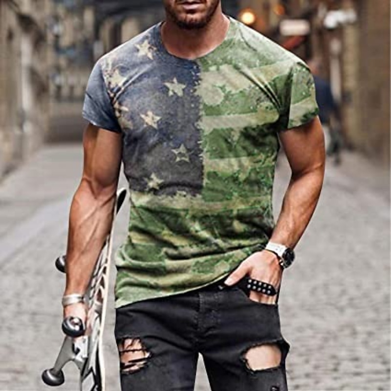 Veterans Day Men's Patriot Patriotic Veteran Graphic American Flag National Flag Shirt T shirt Tee Distressed T Shirt Short Sleeve T shirt 3D Print Crew Neck Shirt Designer Basic Slim Fit Casual4