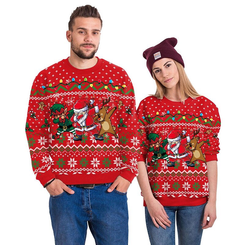 Santa Claus Pullover Funny Christmas Sweatshirt 3D Print For Couple's Men's Women's Adults' Christmas Carnival Masquerade Party Christmas3