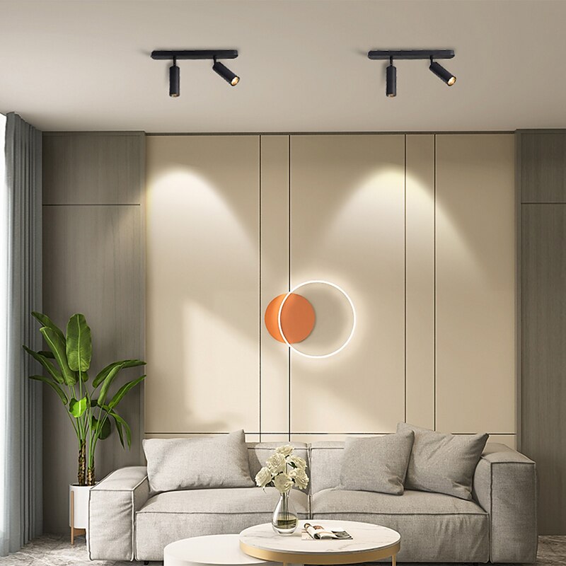 LED Ceiling Spotlights Adjustable Dimmable Fixed Track Lighting Kit, 25.4cm 2 Way Black Ceiling Mount Spot Light Fixtures, Directional Spotlight Accent Lamps for Kitchen Gallery Hallway (3 Color Mode)4