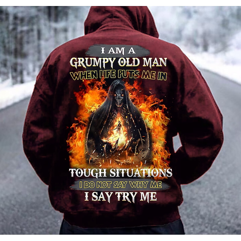 Men's Color Block Skull Graphic Prints Hoodie Hoodies Sweatshirt Streetwear Casual Long Sleeve Hooded Daily Sports Black Red Print Spring &  Fall Designer4