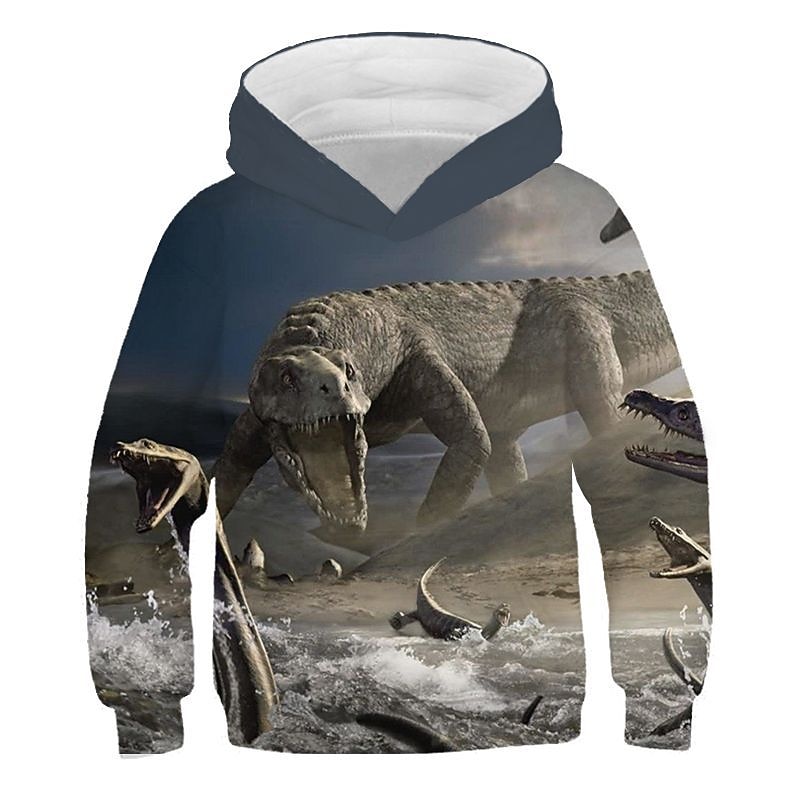 Kids Boys Hoodie Dinosaur Long Sleeve Fall Winter Fashion Cool Cotton Casual4