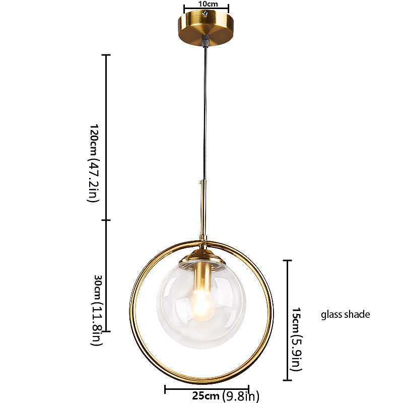 25 cm Single Design Pendant Light LED Globe Circle Metal Electroplated Island Lights Nordic Style Shops / Cafes Dining Room Bedroom Living Room Lights Gift for Family Friends 1100-240V2