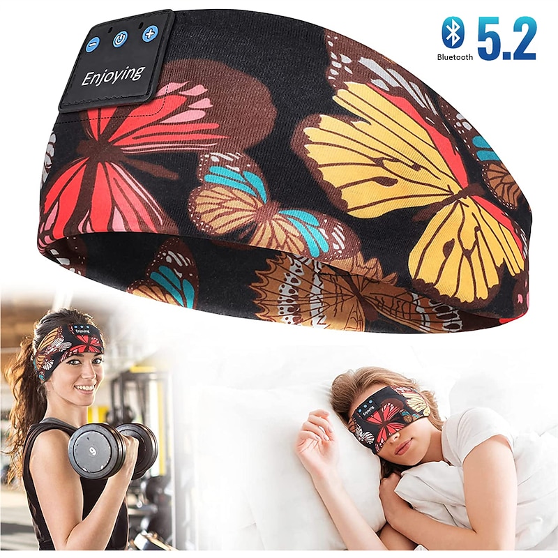 Sleep Mask Bluetooth 5.2 Sleep Headphones Floral Sleeping Headphones Sports Run Music Headband for Side Sleeper Best Gift Travel