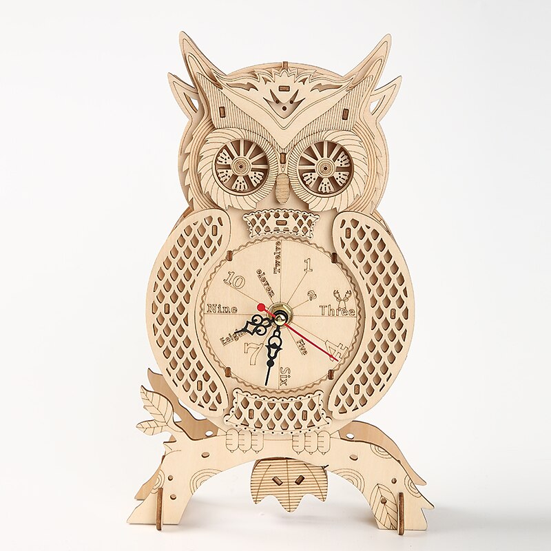 3D Wooden Puzzle For Adults Owl Clock Model Kit Desk Clock Home Decor Unique Gift For Kids On Birthday/Festival Day2