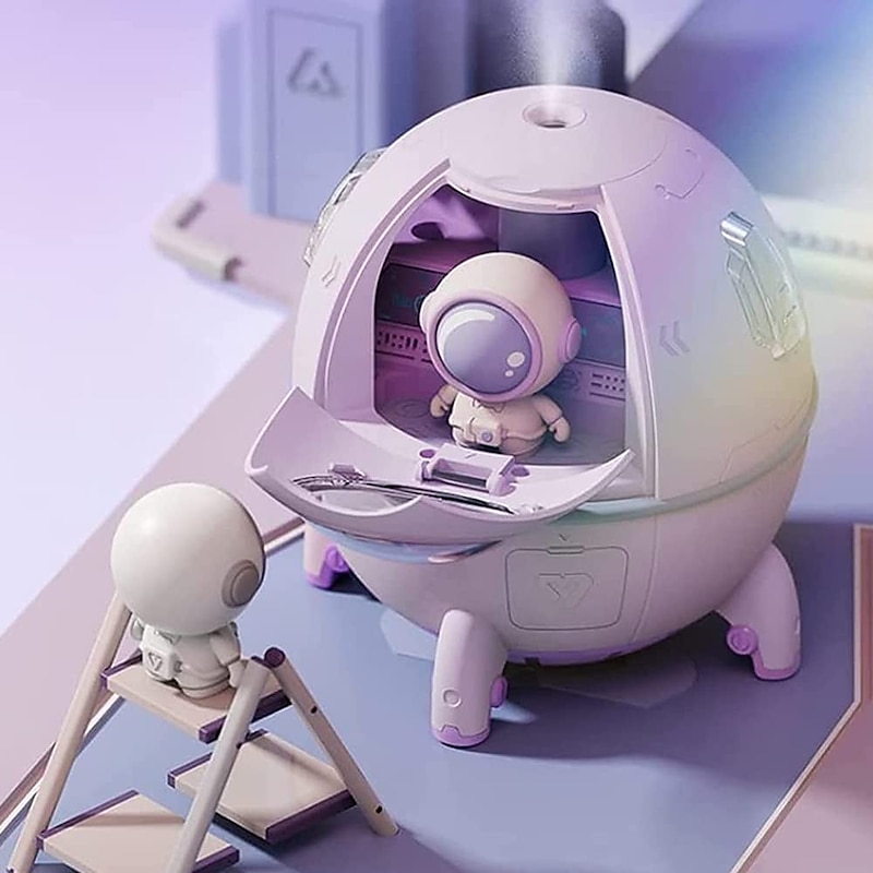 LED Smart Light Air Humidifier USB Ultrasonic Cool Mist Aromatherapy Space Capsule Water Diffuser with Led Light Astronaut Humidificador3