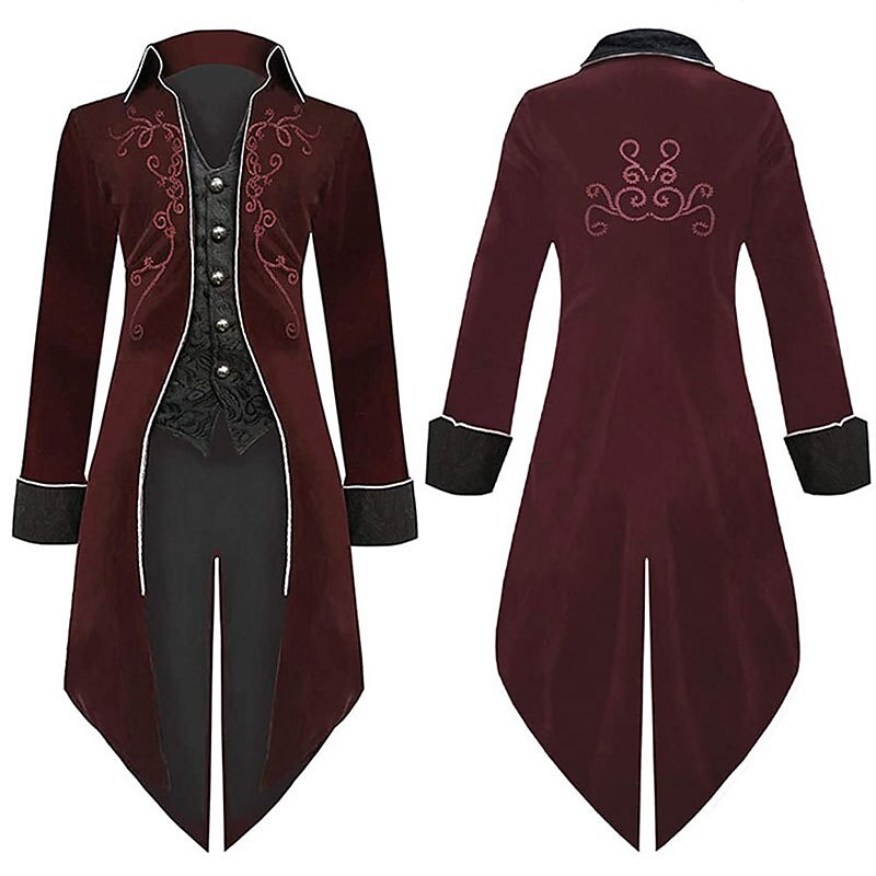 Retro Vintage Punk & Gothic Medieval Coat Tailcoat Prince Vampire Nobleman Fancy Dress Men's Royal Steampunk Carnival Masquerade Party / Evening Adults' Coat3