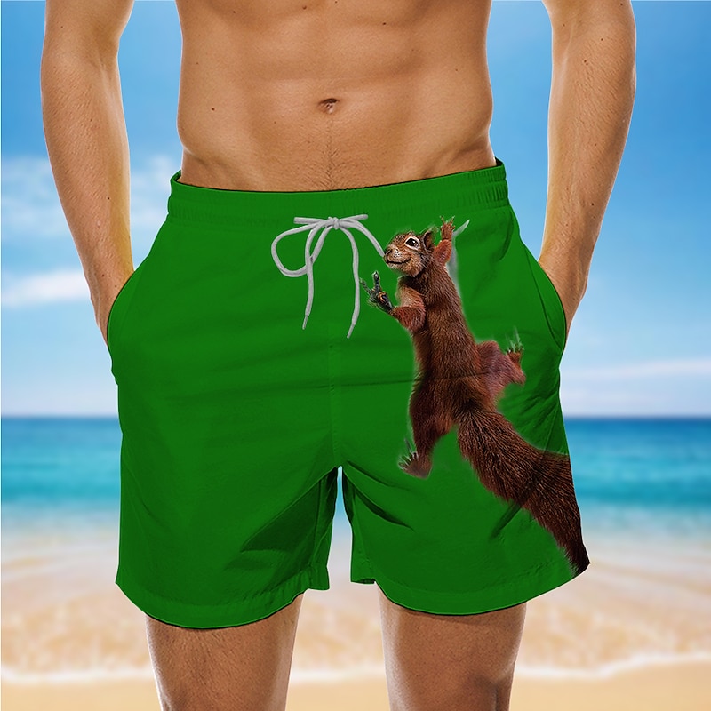 Men's Animal Print Graphic Prints Swim Trunks Swim Shorts Board Shorts Mid Waist Designer Casual / Sporty Big and Tall Holiday Beach Swimming Pool Drawstring with Mesh lining Elastic Waist Designer3