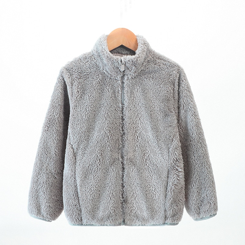 Kids Boys' Fleece Jacket Outerwear Solid Color Long Sleeve Coat Outdoor Cotton Fashion Daily Creamy-white Aberdeen blue Dark Pink Fall Winter 7-13 Years4