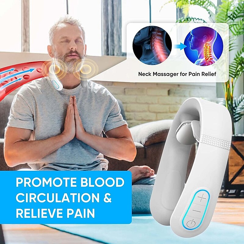 EMS Neck Acupoints Lymphvity Massage Device Intelligent Neck Massager for Pain Relief DeepTissue Electric Portable Lymphatic Drainage Massager with Heat 10 Modes 15 Levels Cordless3