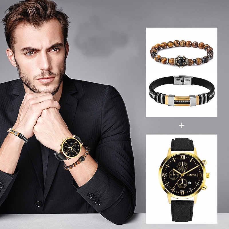 Quartz Watch for Men Analog Quartz Retro Casual Classic Chronograph Alloy Leather Classic Theme Vintage Theme2