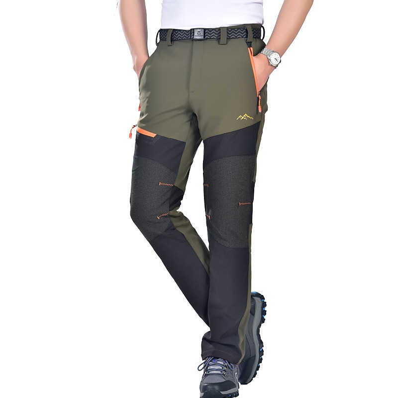 Men's Fleece Lined Pants Hiking Pants Trousers Softshell Pants Winter Outdoor Thermal Warm Waterproof Windproof Insulated Lightweight Bottoms 5 Zipper Pockets Elastic Waist Pants Skiing Snowboard3