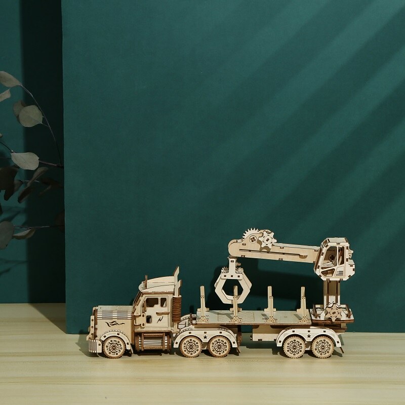 3D Wooden Puzzles DIY Model Truck Crane Puzzle Toy Gift for Adults and Teens Festival/Birthday Gift3