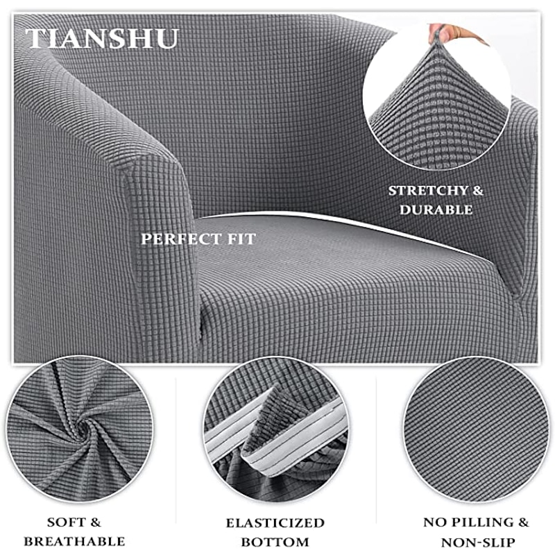 Club Chair Slipcover Barrel Chair Slipcover Stretch Armchair Cover Sofa Cover Couch Furniture Protector for Living Room Jacquard Spandex Couch Covers3