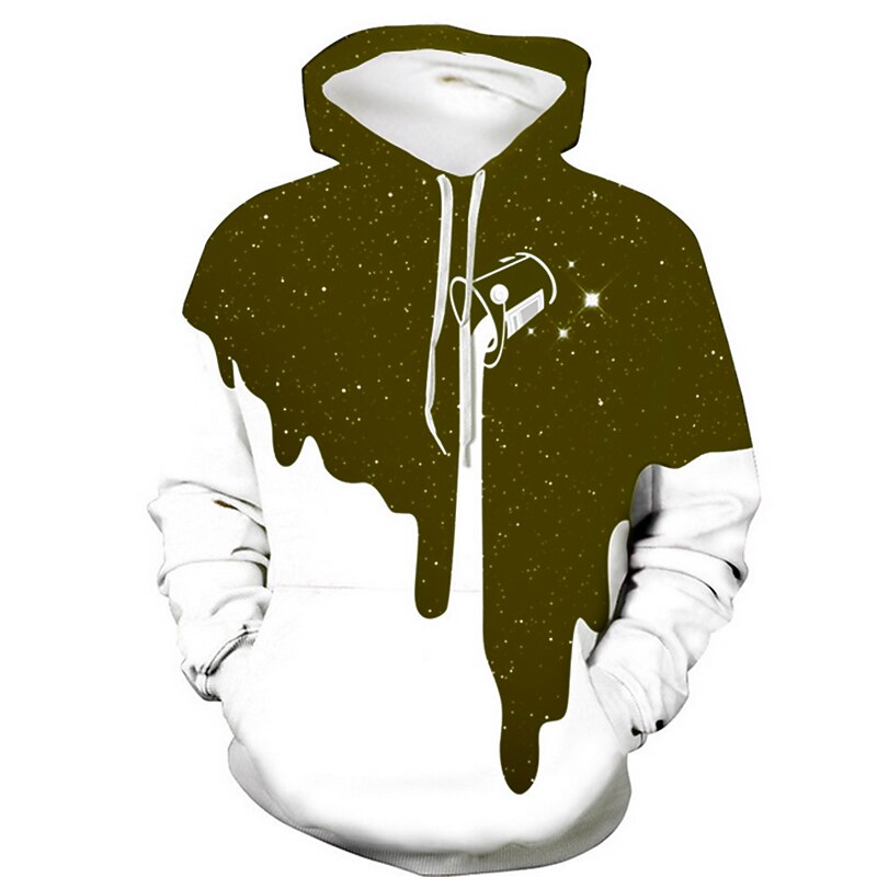 Men's Graphic Color Block Starry Sky Milk Cup Hoodie Hoodies Sweatshirt Casual Hooded Daily Black Yellow Designer3