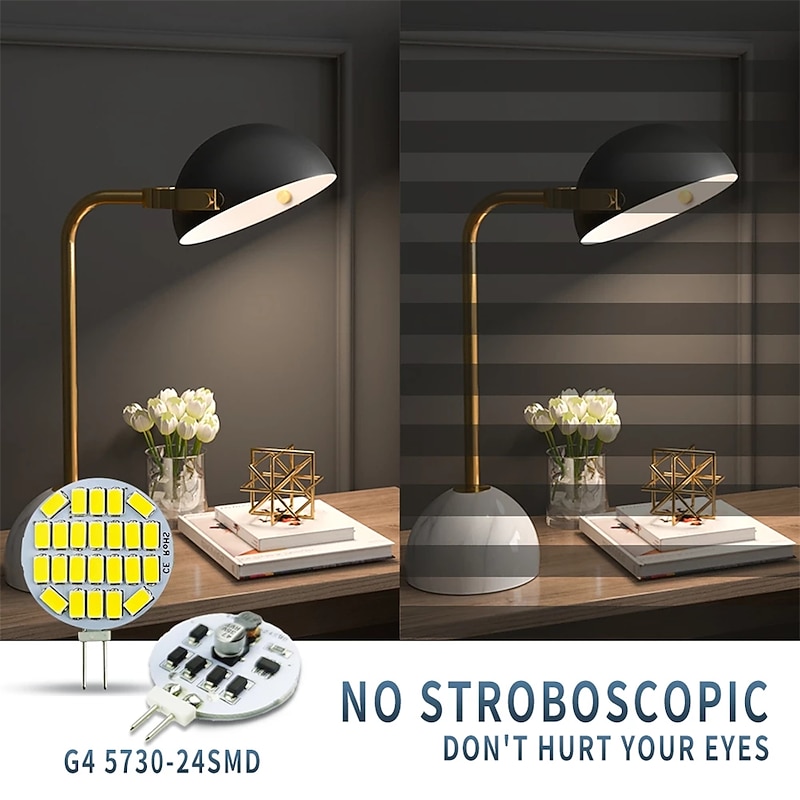 10pcs LED Bi pin Lights 24LED AC/DC12V-36V Constant Current Wide Voltage Corn Lights LED Bi-pin Lights  G4 Pin  5730 SMD Beads  Window Cabinet Lamp Household Interior Lamp Decorative Lamp Light Source3