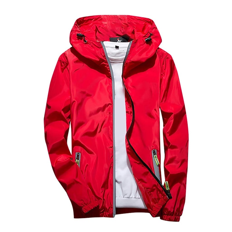 Men's Lightweight Jacket Outdoor Jacket Summer Jacket Hoodie Jacket Outdoor Leisure Sports Reflective Anti-UV Hooded Summer Spring Solid Color Classic Navy Black White Red Orange Jacket4