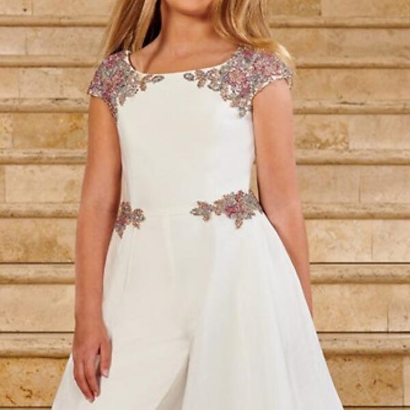 Jumpsuits Floor Length Flower Girl Dress Beach Wedding First Communion Girls Cute Prom Dress Chiffon with Beading Elegant Fit 3-16 Years dress to impress3