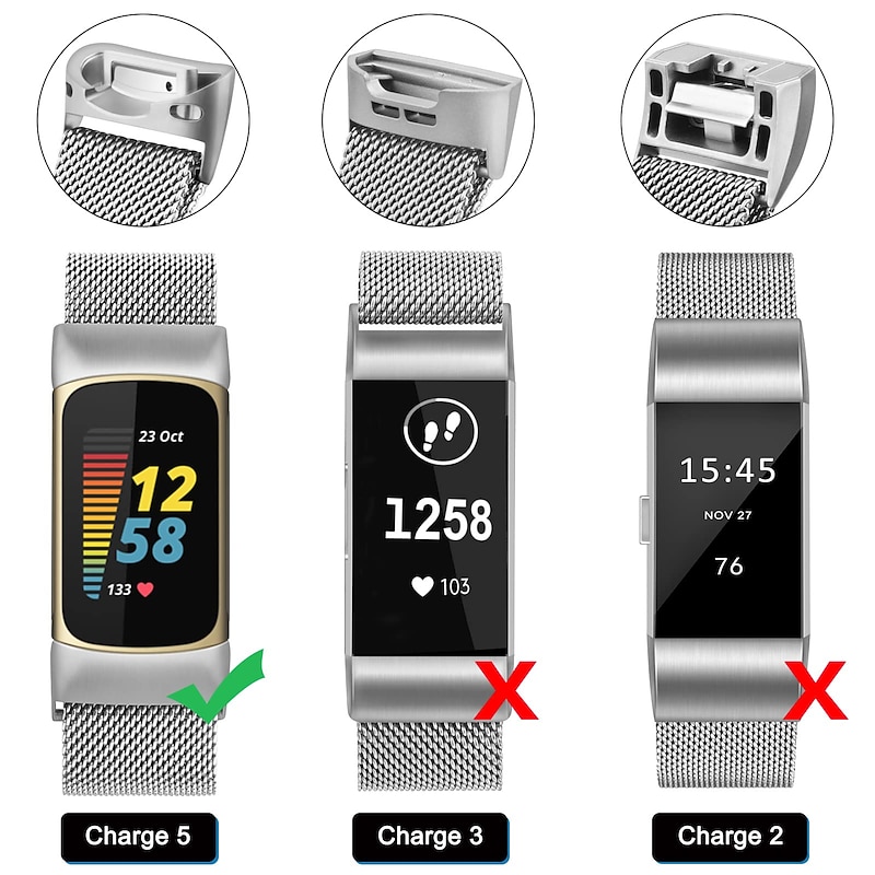 1 pcs Smart Watch Band for Fitbit Charge 5 Stainless Steel Smartwatch Strap Magnetic Adjustable Milanese Loop Charge 5 Replacement  Wristband4