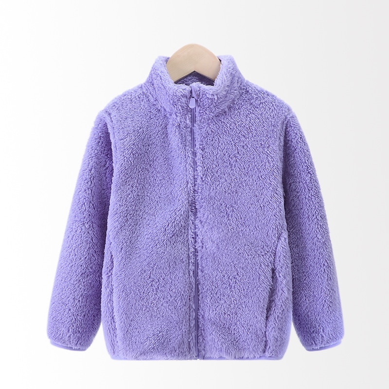 Kids Boys' Fleece Jacket Outerwear Solid Color Long Sleeve Coat Outdoor Cotton Fashion Daily Creamy-white Aberdeen blue Dark Pink Fall Winter 7-13 Years2