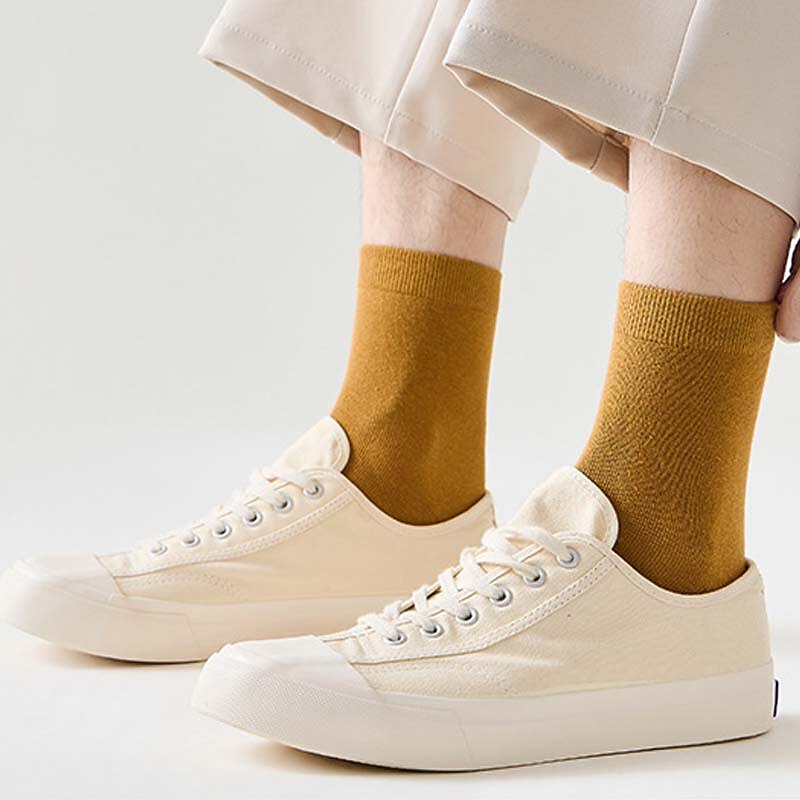 Men's 5 Pairs Socks Dress Socks Crew Socks Casual Socks Black White Color Cotton Solid Colored Casual Daily Warm Winter Fashion Comfort4