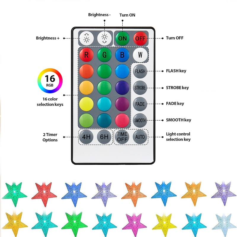 Star String Lights Christmas Lights Decorations 10M USB 16 Color Change Remote Control Holiday Lights Party Holiday Dimming Timing USB Power Supply New Year Decorative Lights for Christmas 1 Set4
