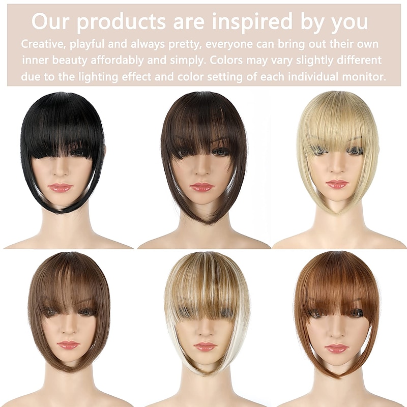 Clip in Bangs Hair Extenisons Natural Fringe Clip-on Front Neat Wispy Bangs Temple One Piece Hairpiece Accesory for Women4