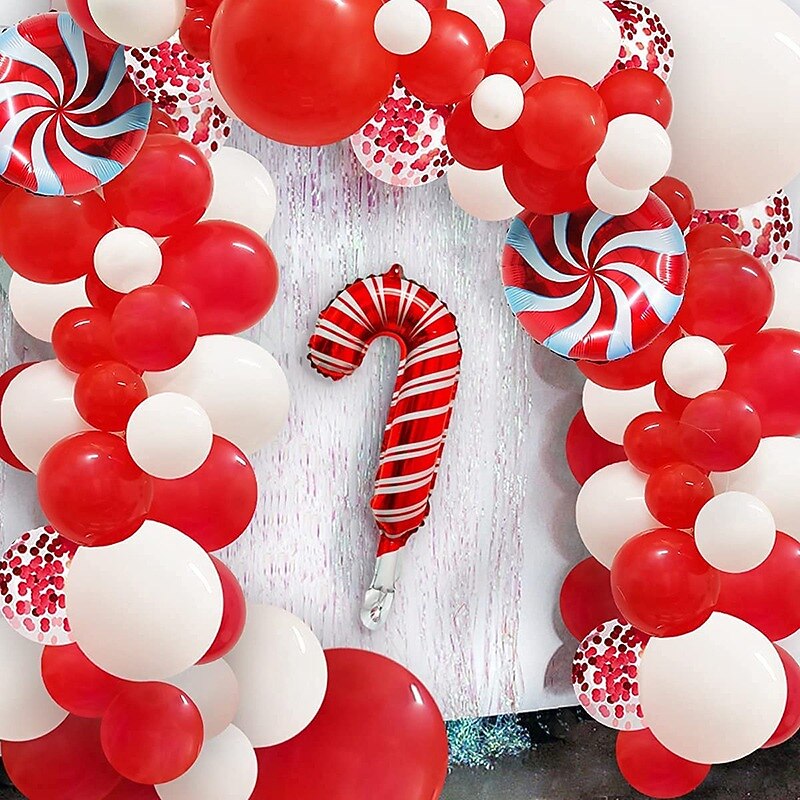 Christmas Themed Party Decoration Balloon Package Diy Wreath Arch Candy Cane Aluminum Foil Balloon4