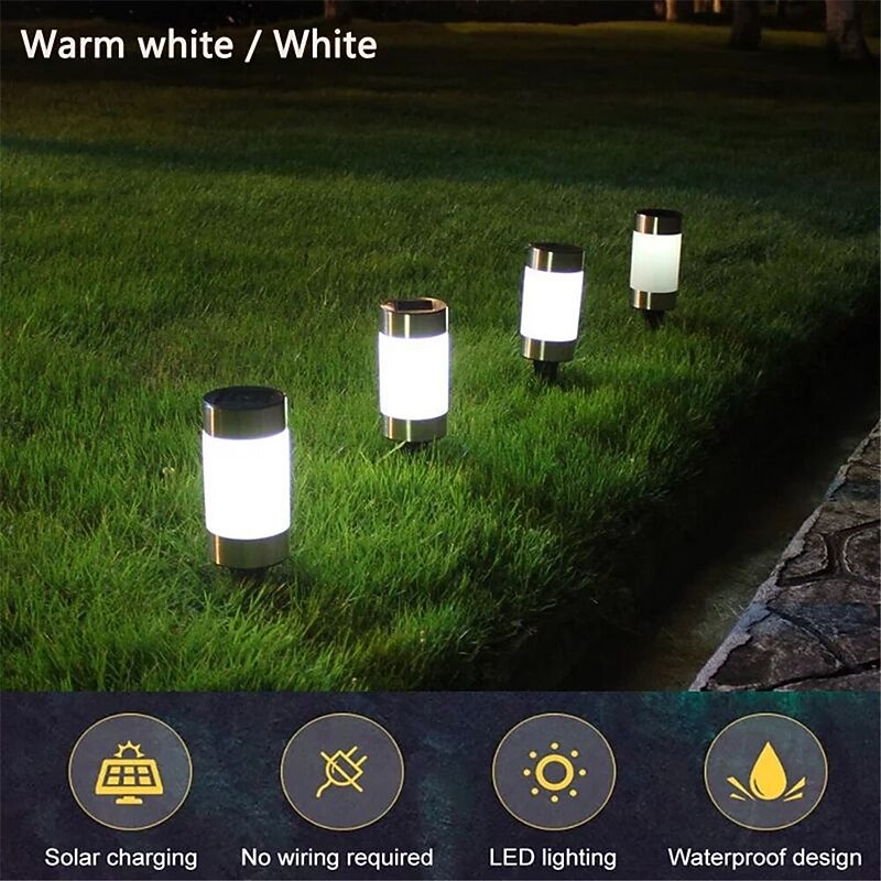 2pcs Solar Mini Pathway Lights Outdoor Garden Lights Ground Plug Led Garden Lamp Super Bright Solar Plastic Lawn Lamp Garden Landscape Lamp2