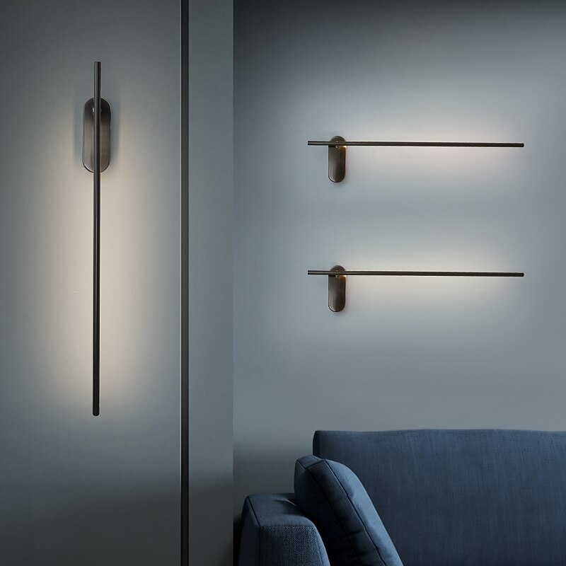 LED Wall Lights linear Indoor, Minimalist Led Wall Lamp , Linear Wall Mounted Lamp Fixture Bathroom Dining Room Corridor Living Room(White/Warm White Light)/Brass