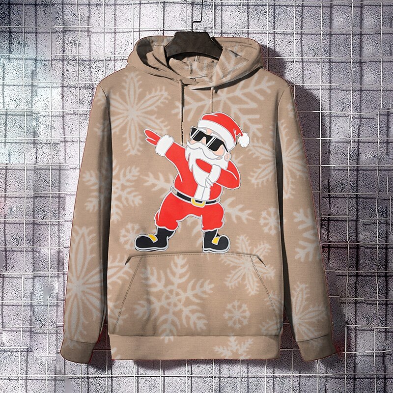 Christmas Men's Santa Claus 3D Hoodies Pullover Blue Purple Brown Gray Hooded Santa Claus Graphic Prints Print  Daily Sports 3D Print Basic3