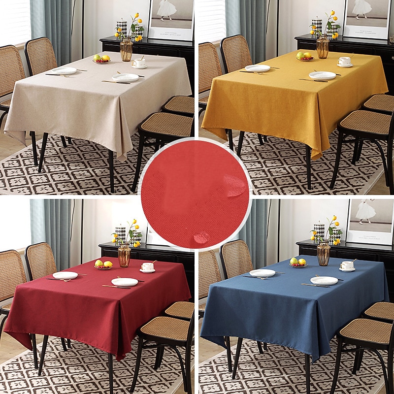 Rectangle Table Cloth Linen Farmhouse Tablecloth Waterproof Anti-Shrink Soft and Wrinkle Resistant Decorative Fabric Table Cover for Kitchen3