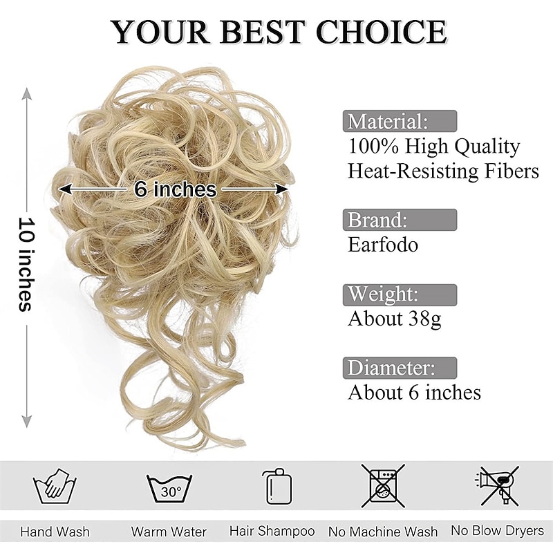 Messy Bun Hair Piece Messy Hair Bun Scrunchies for Women Tousled Updo Bun Synthetic Wavy Curly Chignon Ponytail Hairpiece for Daily Wear2