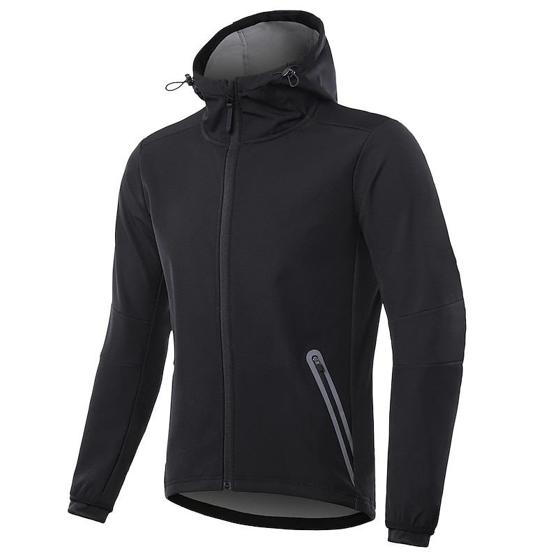 Arsuxeo Men's Cycling Jacket Windbreaker Fleece Jacket Winter Thermal Warm Windproof Fleece Lining Breathable Bike Jacket Hoodie Mountain Bike MTB Road Bike Cycling City Bike Cycling Black Bike Wear2