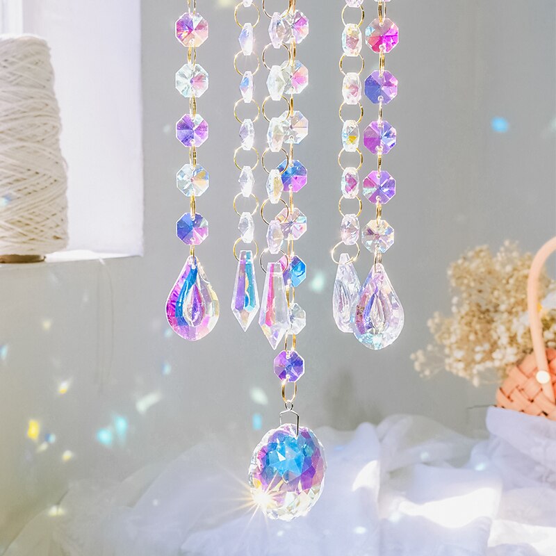 1PC Light Shadow Crystal Wind Chime Pendant Room Window Decoration Sunshine Catcher4