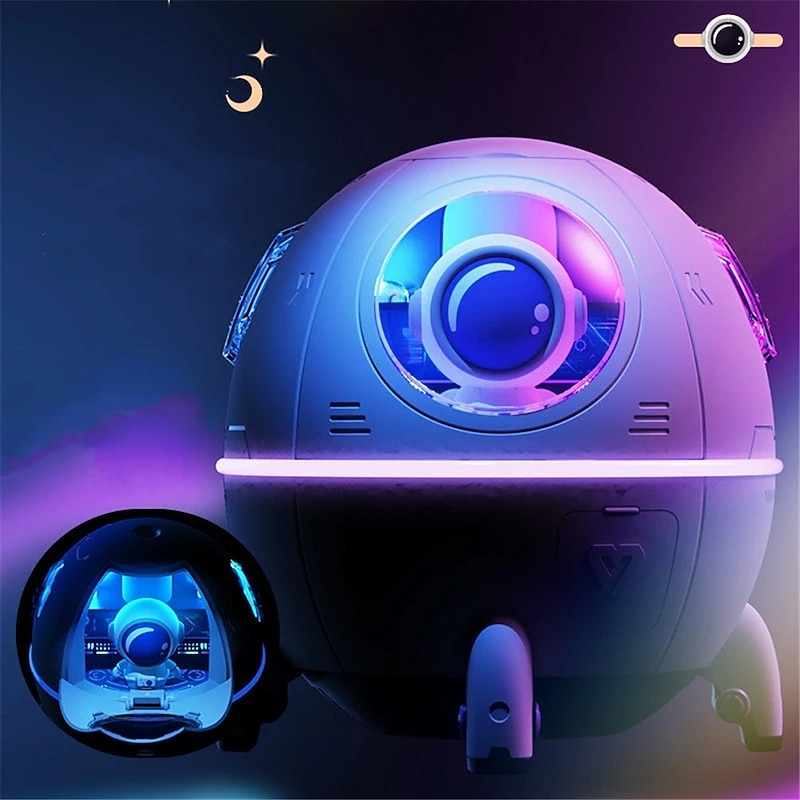 LED Smart Light Air Humidifier USB Ultrasonic Cool Mist Aromatherapy Space Capsule Water Diffuser with Led Light Astronaut Humidificador2