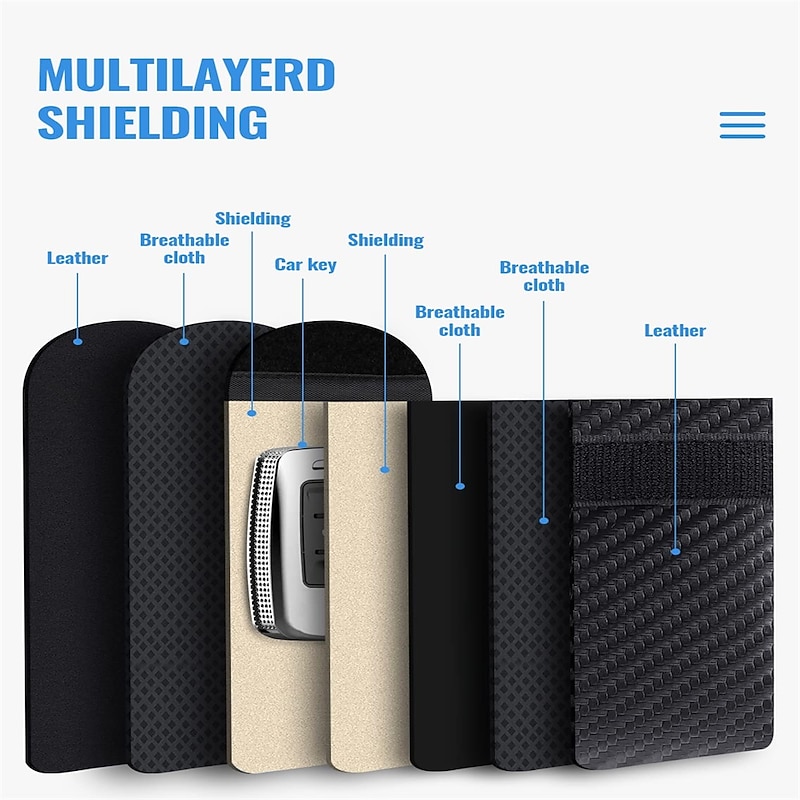 Faraday Bag for Key Fob(2 Pack) Faraday Cage Protector Car RFID Signal Blocking Key Fob Protector Double-Layers of Shielding Carbon Fiber Material Anti-Theft Faraday Pouch4