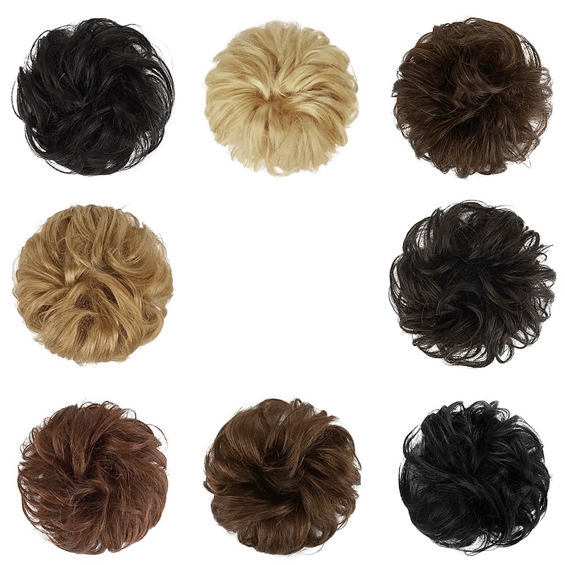 Messy Buns Hair Piece Hairpiece Wavy Ash Blonde Hair Scrunchies Tousled Updo Hairpieces for Women Girls4
