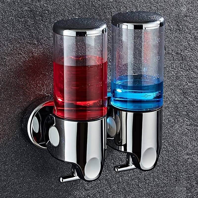 Soap Dispenser Wall Mounted Bathroom Shower Pump Dispenser for Shower Gel Shampoo Soap White (2*500ml)4