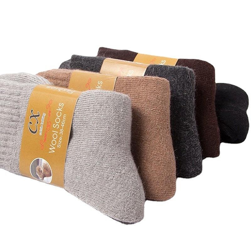 5 pairs of super thick wool socks winter men and women warm wool socks thickened plus velvet towel socks solid color terry socks2