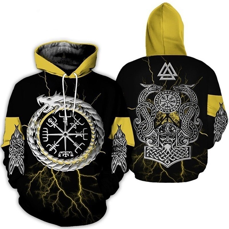 Vikings Warriors Viking Tattoo Hoodie Cartoon Manga Anime 3D Front Pocket Graphic For Couple's Men's Women's Adults' 3D Print Casual Daily2