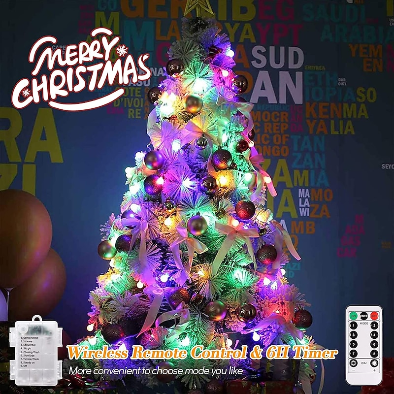 Mini Globe String Lights Battery Operated with Remote Control Indoor Bedroom 50/100 Led Colorful Twinkle Lights with Remote Led String Lights for Bedroom Party Patio Christmas Living Room Office3