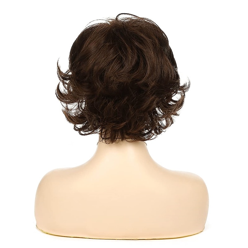 Wiwige Short Brown Wig with Bangs Women Fluffy Synthetic Heat Resistant Costume Cosplay Wigs4