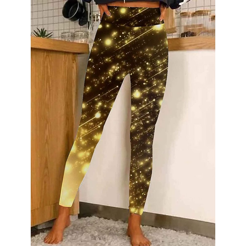 Women's Christmas Leggings Stretchy Twinkle Star Moisture Wicking Yoga Fitness Tennis Tights Stretchy Spandex Winter Sports Activewear Cropped Leggings3